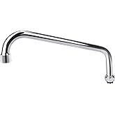 KWODE 14” Swivel Spout Replacement Kit for Commercial Kitchen Sink Faucet with Swing Nozzle Stainless Steel Add-on Spout Chrome Polished Finish(Connector Size is M25*1.25MM)