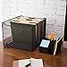 MyGift Black Metal Mesh Collapsible Hanging File Folder Box, Office Storage Crate, Set of 3