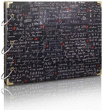 Photo Album,MAMACHU DIY Family Scrapbook Retro Photo Book Travel Memories Notebook Wedding Scrapbook Anniversary Mother's Day Birthday Christmas Gift,60 Black Pages(Love Wall)