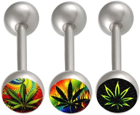tongue ring packs long metal barbell balls 14g surgical steel bars 1.6mm 14mm straight Logo ACXS 3Pcs