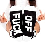 FULLIN Fashion Socks Funny Women Men Letter Print Cotton Sports Casual Sports Cotton Long Socks ,White