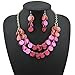 Bocar 2 Layer Statement Choker Shell Necklace and Earring Set for Women Gift (NK-10248-rose)