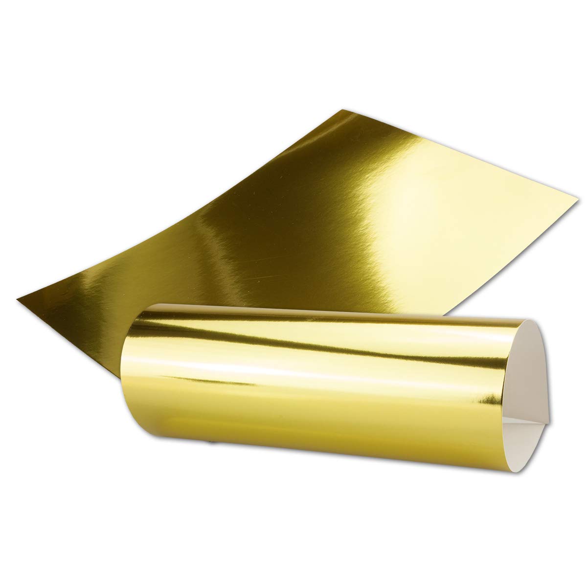 NEUSER PAPIER Gold Metal Mirror Paper - Set of 10 - mirrored gold - white back - DIN A4 21.0 x 29.5 cm - Ideal for crafting and DIY