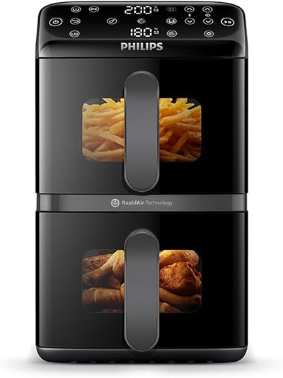 Philips 4000 Series Stacked Dual Basket Airfryer 10L RapidAir PFAS-Free