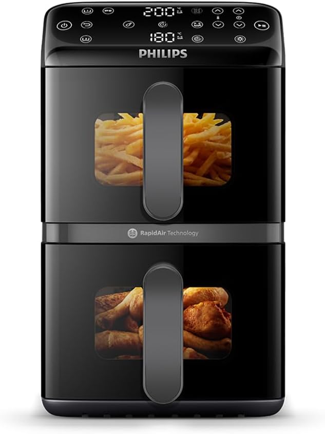 Philips 4000 Series Stacked Dual Basket Airfryer 10L RapidAir PFAS-Free
