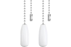Dotlite Ceiling Fan Pull Chain Extender, 2pcs Wooden Decorative Pendant Extension Chains, 12 Inches Lighting & Fan Beaded Ball Fan Cord Extender Ornament with Connector (Wooden White)