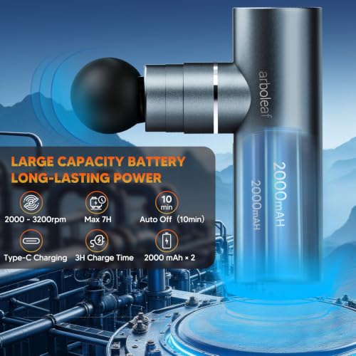 arboleaf Pistola de Masaje Muscular Mini con Calor, Massage Gun Portátil | Cuerpo Metálico Anodizado, Masaje Térmico 42°C, Motor Sin Escobillas Silencios, 3200 RPM, 2000 mAh, Carga USB-C, 5 Velocidad