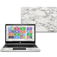 Mightyskins Skin Compatible with Hp Pavilion X360 14" (2017) - White Marble | Protective, Durable, and Unique Vinyl Decal Wrap Cover | Easy to Apply, Remove, and Change Styles | Made in The USA