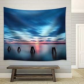 Ocean Sunset - Fabric Wall Tapestry Home Decor - 51x60 inches