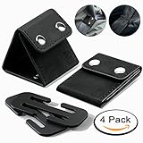 Seat Belt Adjuster, ELV Automotive Belt Strap Safety Shoulder and Neck Universal Comfort Positioner Locking Clips, Four Vehicle Car Seat Belt Safety Covers (2 PU Leather and 2 Metal Variety Pack)