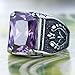 BOHO Jewelry Mens Stainless Steel Ring,Gothic Vintage Prong Setting Purple Cz,Black Silver Size 11