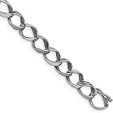 Solid Stainless Steel Men's and Vintage Antiqued Unique Link Bracelet 8.25" (Width = 10mm)