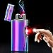 Electric Dual Arc Lighter USB Rechargeable Windproof Flameless Cigarette Lighter Infrared Laser Switch (Rainbow)
