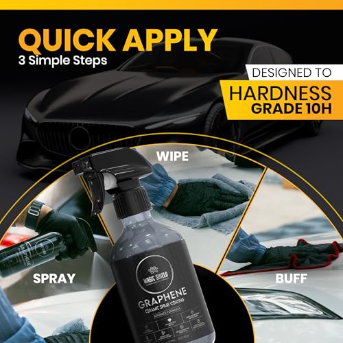 Graphene Ceramic Coating for Cars - High Protection 3 in 1 Spray, Recubrimiento 10h - Tratamiento Ceramico Automotriz con Grafeno Para Maxima Proteccion de Pintura y Brillo en Coches, Motos