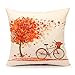 Sambosk Fall Throw Pillow Case Cushion Cover Home Decor 18 x 18 Inches(Autumn Maple Leaf Tree Bicycle)