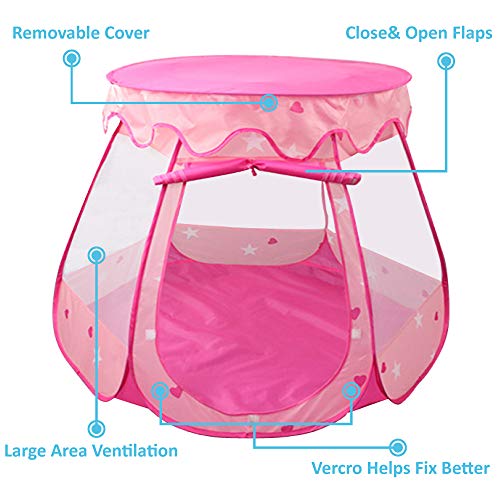 Gentle Monster Pop Up Princess Tent, Pink Princess Castle for Toddlers and Girls (No Assembly Required), Easy to Fold and Carry, Playhouse Suitable for Indoor or Outdoor Use - Thumbnail 3
