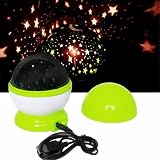 Rotating Romantic Star Moon Sky Cosmos Night Projector Light Lamp Green