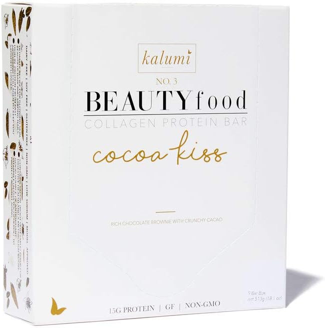 Kalumi BEAUTYfood Marine Collagen Protein Bar (Cocoa Kiss) for Skin Hair Nails, Certified Gluten Free, Dairy Free