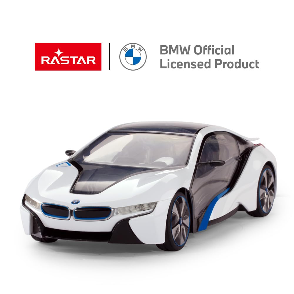 RASTAR BMW Toy Car, RC Cars 1/14 BMW i8 Remote Control Car for Kids, Interior Lights, White 2.4G