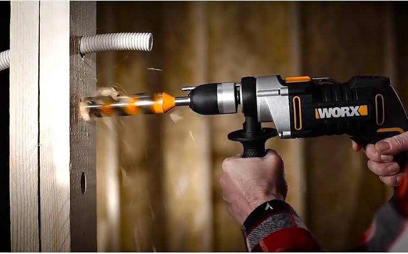 Furadeira de impacto 810w | worx | wx318 | 3.000 rpm | 48.000 ipm | mandril de perfuração de 13 mm | controle de velocidade variável | inclui estojo, 3 brocas hss e 3 brocas para concreto
