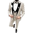 Wangyue Mens Tuxedo Suit Set 3 Piece Wedding Tuxedos for Men Slim Fit Prom Suits Double Breasted Groom Tux with Bow Tie