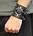 Neptune Giftware Leather Wide Triple Strap Cuff Wrap Gothic Wristband Buckle Fastening - Black Leather