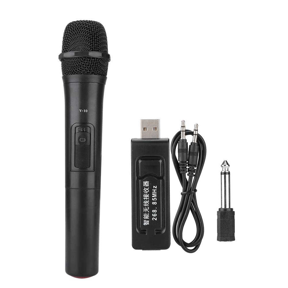 Hakeeta Black universal UHF technology wireless handheld microphone audio amplifier for karaoke, live performances, conferences, churches, schools, auditoriums, parties, etc.