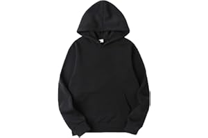 YOOJIA Unisex Men Women Long Sleeves Drawstring Hooded Sweatshirt Plain Pullover Hoodies Thermal Tops
