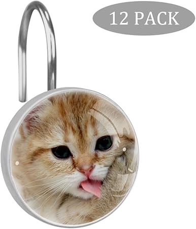 Chat Crache Sa Langue Le Crochet Du Rideau De Douche Sonne Le Verre De Cristal Coulissant Facilement Et Elegamment 12pcs Amazon Fr Cuisine Maison