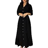 BestGirl Women's Button Down T-Shirt Dress Casual High Low V Neck Loose Long Dress with Belts