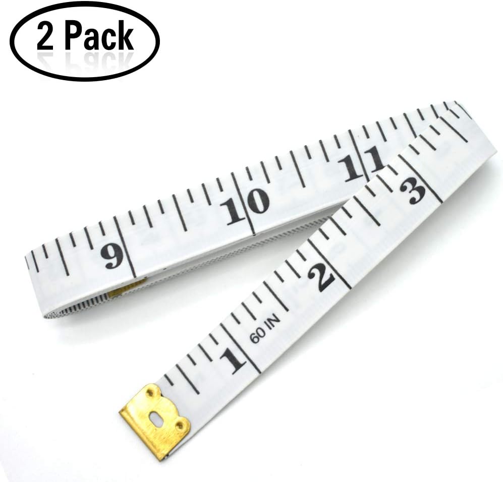 Yojoloin 2 PCS 60 inches Double Scale Soft Tape Measure Flexible Ruler for Measuring Weight Loss Medical Body Measurement Sewing Tailor Dressmaker Cloth Ruler with Accurate Measurements(150cm/60inch)