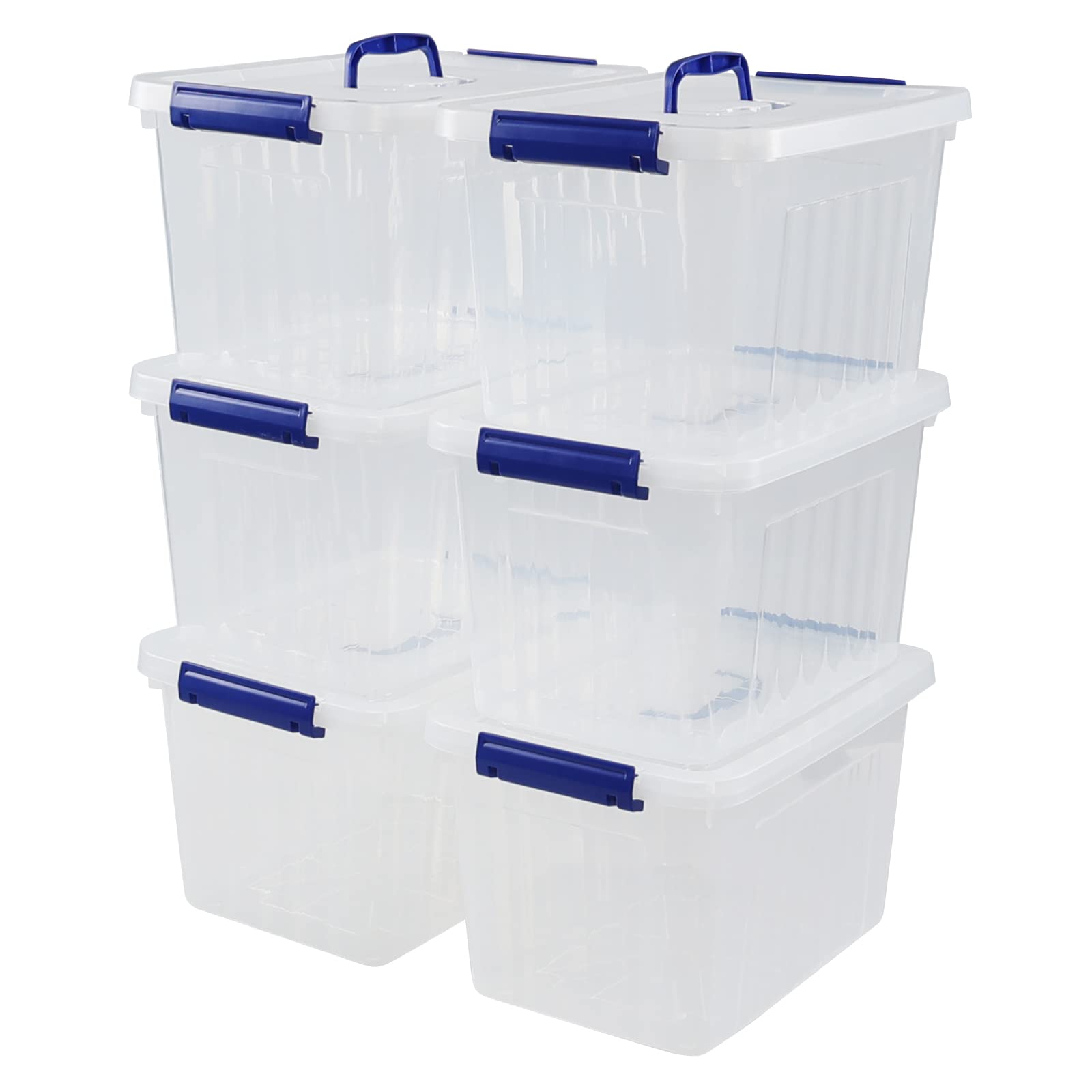 Readsky 12 L Plastic Storage Box, Clear Storage Latch Box, 6 Packs