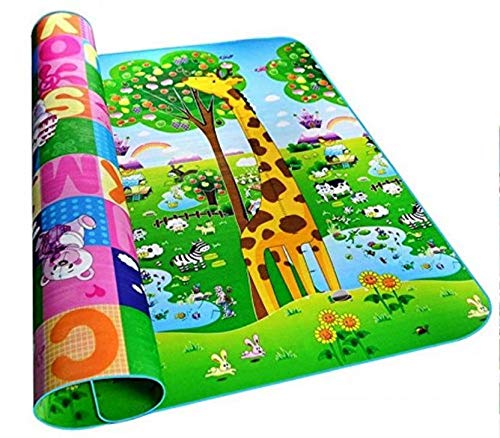 Sohung Creations Waterproof Double Side Baby Play Crawl Floor Mat for Kids Picnic School Home (Large Size - 6 X 4 ft, Multicolour) with Zip Bag to Carry