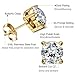 Thunaraz Stainless Steel Stud Earrings for Women Round Cut Cubic Zirconia Earrings Set 6 Pairs 3mm-8mm Gold Tone
