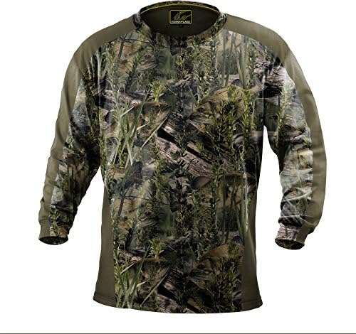 Fishouflage Bass Riptide Long-Sleeve Performance T-Shirt (X-Large Tall, Moss)