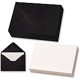 50 Sets Black Mini Envelopes with Blank Gift Cards, Business & Note Cards - Wedding Invitation, Graduation, Holiday Pocket Envelopes 4x2.75" Bulk for Party Favors & Scrapbooking