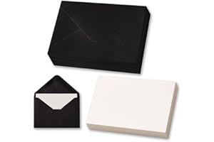 KEKETER 50 Sets Black Mini Envelopes with Blank Gift Cards, Business & Note Cards - Wedding Invitation, Graduation, Holiday Pocket Envelopes 4x2.75" Bulk for Party Favors & Scrapbooking