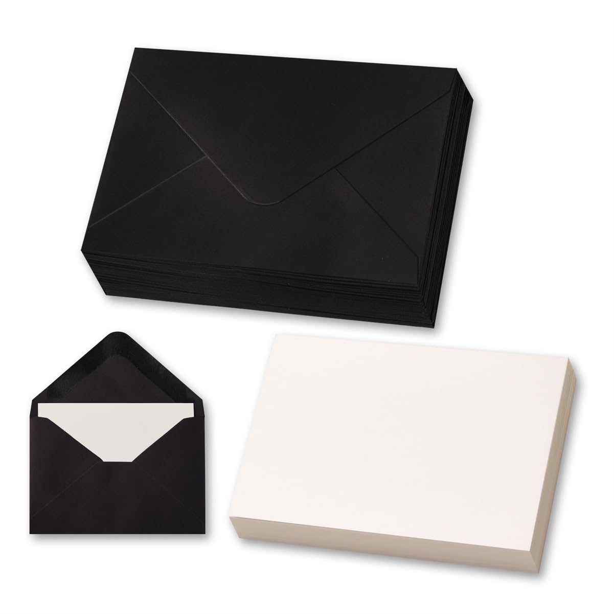 Photo 1 of 50 Sets Black Mini Envelopes with Blank Gift Cards, Business & Note Cards - Wedding Invitation, Graduation, Holiday Pocket Envelopes 4x2.75" Bulk for Party Favors & Scrapbooking