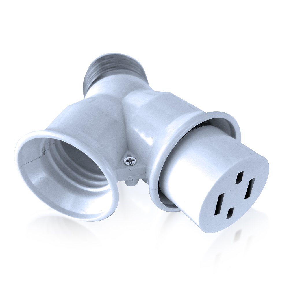 1 E27 Light Socket to 110V Wall Plug Adapter 2 Prong Type A Outlet screw in