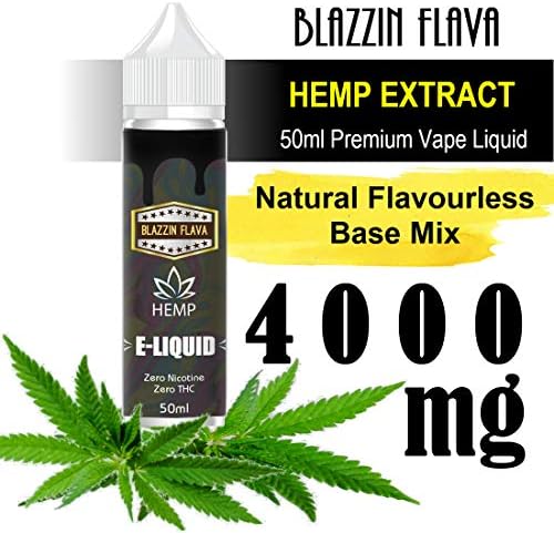 Blazzin Hemp E-Liquid 4000mg Vape, Helps Reducing Anxiety Improving Sleep, Blazzin Ejuice Flavor for Vape E Cigarettes Hemp E Shisha, VG 60% PG 40%, No Nicotine - 50ml (UNFLAVOURED)