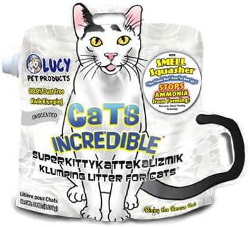 Cats Incredible Lucy Pet 14 lb Bag Clumping Cat Litter with Smell Squasher, Absorbent Natural Clay Formula Prevents Ammonia Build-Up, Unscented