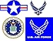 Rogue River Tactical USAF United States Patriotic USA Military Emblem Auto Decal Bumper Sticker Vinyl Decal for Car, Truck, Van, RV, SUV, Boat Fighter Jet Window Support, Complete Set, Set of 4