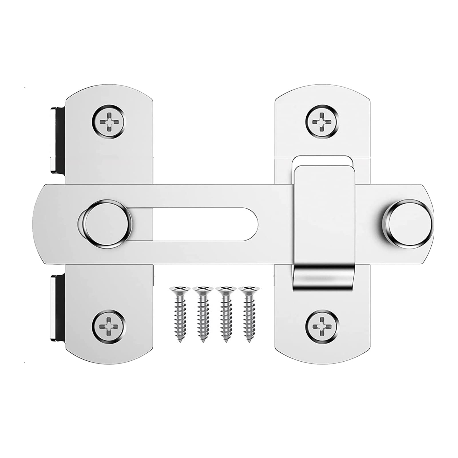 KATUR Sliding Barn Door Lock Thicker, 3.94” x 2.75” Stainless Steel Flip Latch Gate Latches Bar Latch Safety Door Lock Small Gate Bolt for Bathroom, Outdoor, Garage (Silver)
