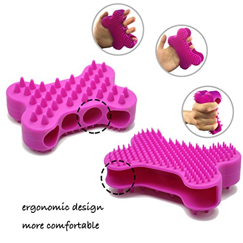 HeeYaa Dog Brush Dog Cat Pet Brushes for Shedding and Grooming Bone Shaped Silicone Dog Glove for Washing Pet Hair Comb for Matted Hair (Purple)
