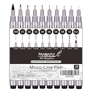 PANDAFLY Precision Micro-Line Pens, 10 Size Black Micro-Pen Fineliner Ink Pens, Waterproof Archival Ink Multiliner Pens…