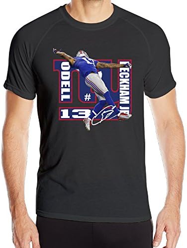 Annabelle Men's Odell Football Beckhams Jr NY Logo Short Sleeve Sports Latest Tshirt Black XL