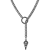 Dtexhif Slip Chain Necklace for Women Gothic Stainless Steel Bar Pendant Cuban Link Necklaces Adjustable Goth O Ring Long Necklaces Punk Rock Collar Choker Trendy Lariat Y Necklace