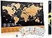 Travel Inspired Scratch Wanderlust Poster Map with 229 Travel Stickers