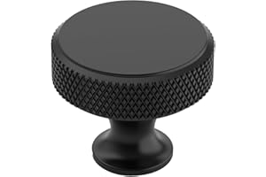 Coinkoly 10 Pack 1-1/5"(30mm) Matte Black Knurled Cabinet Knobs for Dresser Kitchen Knobs for Cabinets Single Hole Cabinet Pu