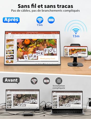 MAGICRAVEN sans Fil Ecran Portable, Wireless Moniteur Portable 16" (23.8-Black-1)